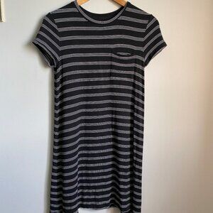 Lou & Gray Women's Black with White Stripes Heavy T-Shirt Dress Size X-Small